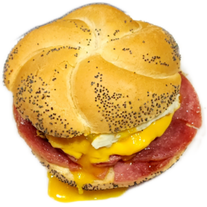 Taylor Pork Roll, Egg, and Cheese on a Poppy Seed Hard Roll